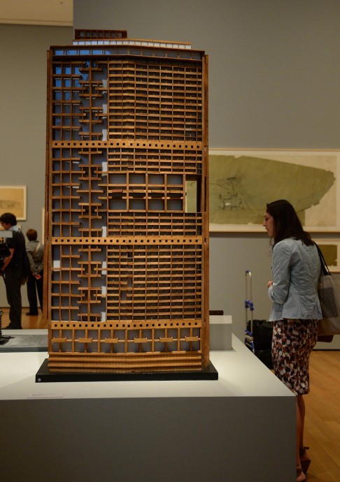 A model of an office building meant for Algiers but never built.