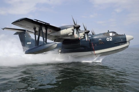 A Japan Maritime Self-Defense Forces US-2 search-and-rescue amphibian plane, manufactured by ShinMaywa Industries. Photo: Reuters