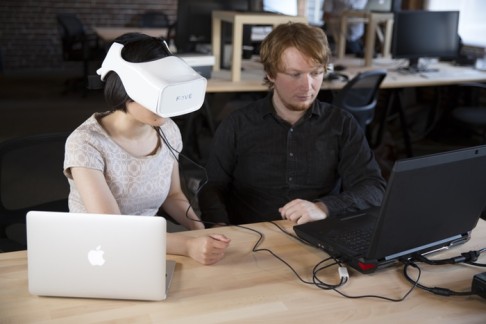 The Fove headset uses two in-built cameras to track the wearer's eyes and respond to glances. Photo: SCMP Pictures