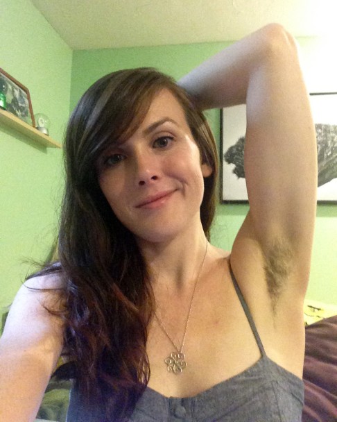 Katherine Anne True showed off her underarm growth on Instagram. Her daughter, five, and neice, nine, urged her to shave her armpits. Photo: AP