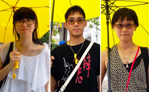 Protesters (from left) Lee Yi-lam, Lau Yin-chiu and Wyee Lee. Photos: Fanny Fung