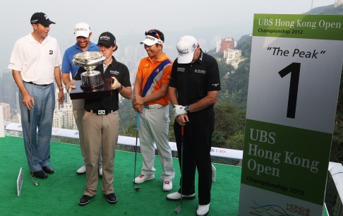 Rory McIlroy, Padraig Harrington, YE Yang, Paul Lawrie and Matt Kuchar promote the Open in 2012. Big names have been largely absent since UBS dropped out. Photo: SCMP