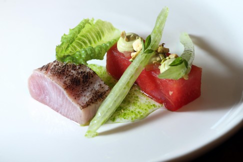 Seared hamachi with watermelon. Photos: K.Y. Cheng