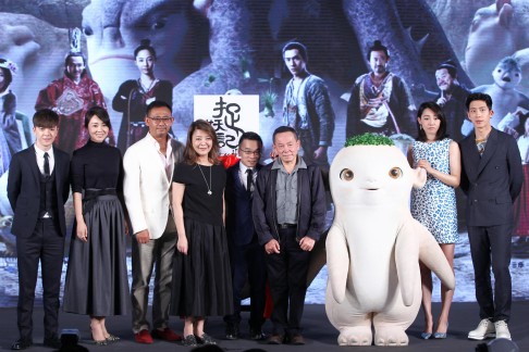 The cast and crew at the premiere in Beijing last month. Photo: Xinhua