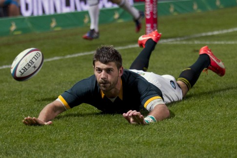 South Africa's Willie le Roux scores against Argentina in Durban. Photo: Reuters