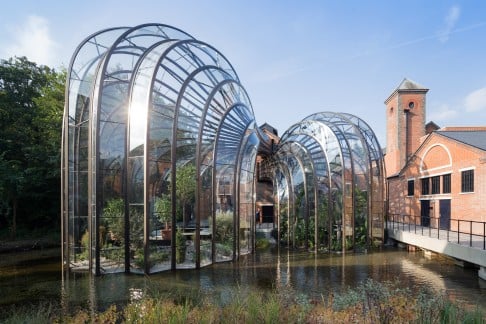 Bombay Sapphire Distillery, glasshouses in the River Test. Photo: Iwan Baan, 2014