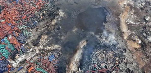A new drone photo from CCTV shows a crater on the ground.