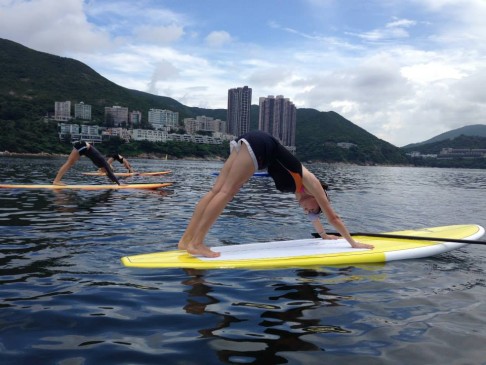 Stand-up paddle board yoga.