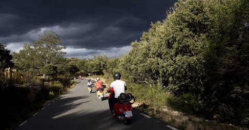 "We set off into the open countryside like a colourful motorised centipede."