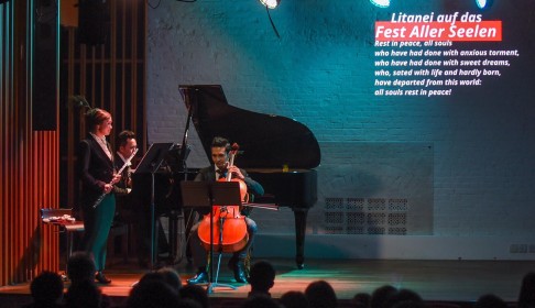 Music for Community performs multimedia work 'Sscch…Schubert!' at the Asia Society.