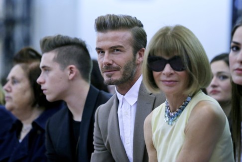 Husband David Beckham was there to see the show with Vogue editor-in-chief Anna Wintour.