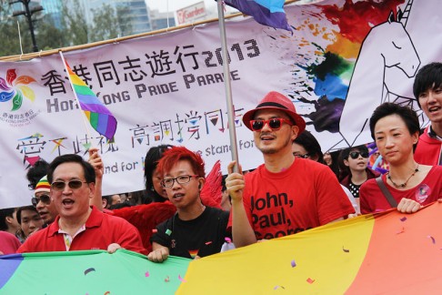 York Chow (left) raises eyebrows and ruffles conservative feathers by joining a gay pride parade in 2013. Photo: SCMP Pictures