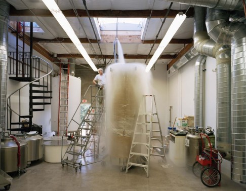 A container is filled with liquid nitrogen at Alcor's facility in Phoenix, Arizona. Photo: Handout