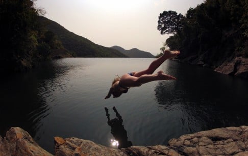 Taking a dip in Lantau. Photo: Matt Prior (mpadventureacademy.com)