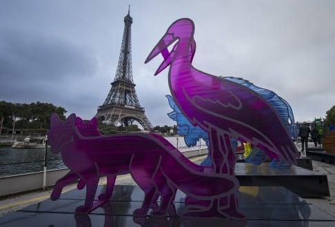 A Noah's Ark art installation near the Eiffel Tower in Paris, where the UN climate change conference will be held later this year. Photo: EPA