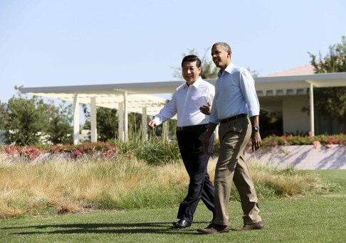 Xi and Obama taking a walk before heading into their meeting at the Annenberg Retreat in California in 2013. Photo: Xinhua