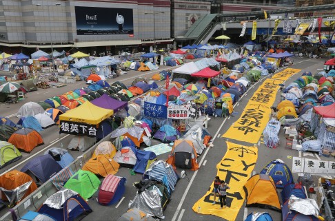 Tents are set up by pro-democracy protesters at protest site in Admiralty during Occupy Central movement. Photo: Sam Tsang