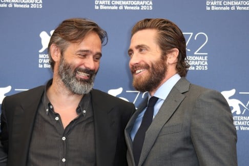 "Everest" director Baltasar Kormakur (left) with Gyllenhaal at the Venice Film Festival.