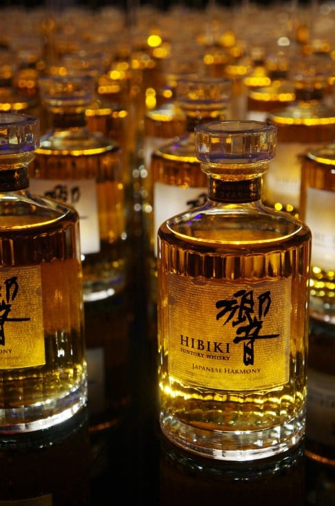 Suntory's Hibiki whisky, first released for sale in 1989, is a blend of many different malts and grain whiskies aged in Japanese oak barrels.