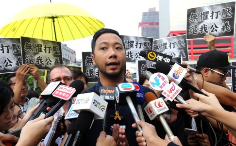 Civic Party activist Ken Tsang arrives at the Central Police Station today. Photo: Dickson Lee