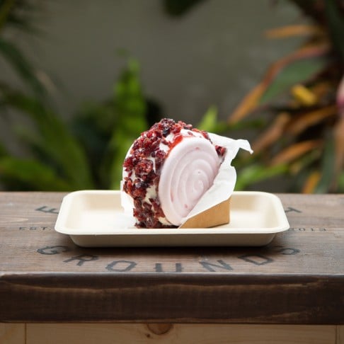 Vanilla ice cream sandwich with strawberry jam and cranberry at Elephant Grounds