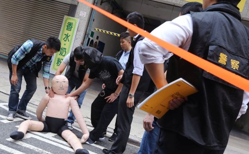 Police used a blow-up dummy to represent the victim. Photo: Felix Wong