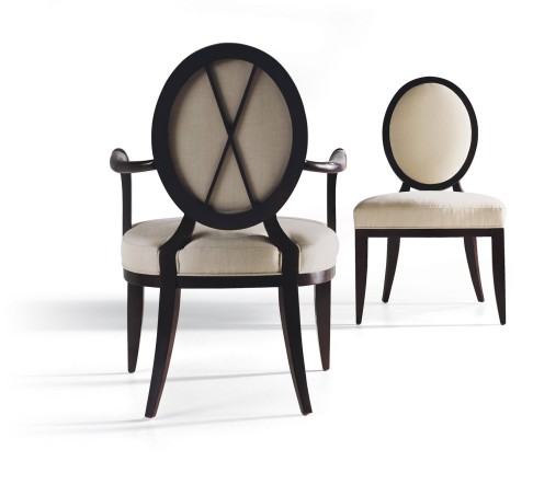 Barbara Barry Oval X-Back dining side chair.