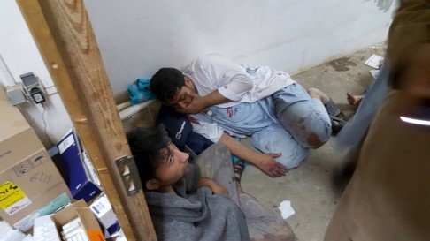 Afghan staff inside the MSF hospital after the air strike in Kunduz. Photo: Reuters 