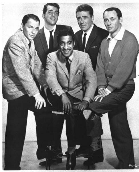 Sinatra, at left, with the Rat Pack: Dean Martin, Sammy Davis Jr., Peter Lawford and Joey Bishop, 1960. Photo: Warner Brothers