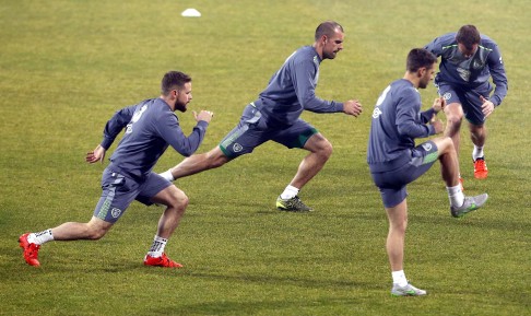 Irish national soccer players at a training session in Zenica, Bosnia and Herzegovina. Photo: EPA
