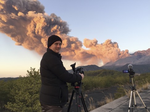 Reynolds films the eruption of Sakurajima, in Japan, on February 1.