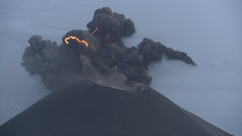Krakatoa erupting in 2010.