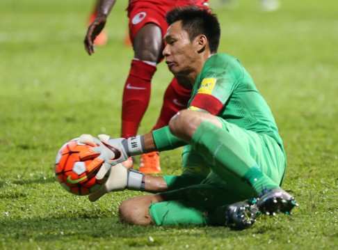 Yapp Hung-fai makes a save. Photo: KY Cheng