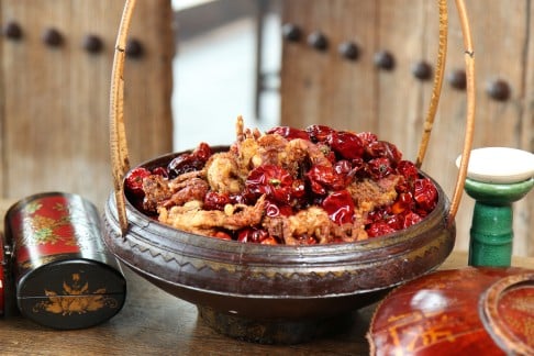 Hutong’s red Lantern crispy soft-shell crab with Sichuan dried pepper.