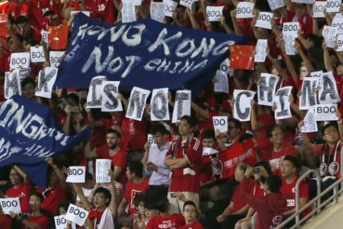 Politics on display at Mong Kok Stadium. Photo: Reuters