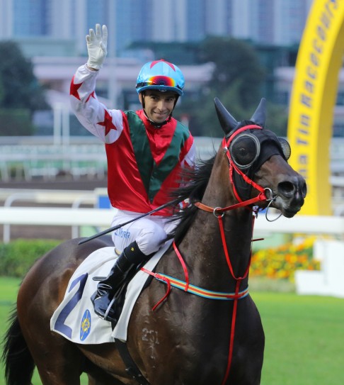 So Fast, ridden by Joao Moreira, wins the class 3 over 1,400m at Sha Tin on December 6. 