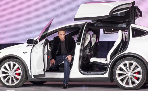 Musk recently demonstrated Tesla's new Model X sport utility vehicle in Fremont, California. Given his investments in automotive engineering and space exploration, AI seems a natural move. Photo: Bloomberg 