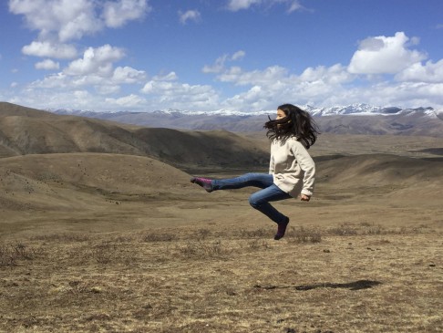 Maya brushes up her Irish dancing skills on the Tibetan plateau.