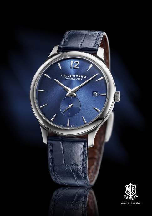 L.U.C XPS platinum watch with a galvanic blue dial