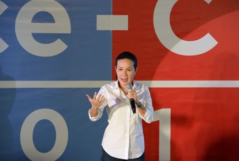 Philippine Senator Grace Poe is a political novice riding on her late father’s legendary status in the cinema. Photo: AFP