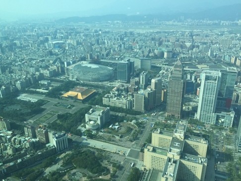 A bird’s-eye view of Taipei city centre from Google’s office on the 77th floor of Taipei 101. Photo: George Chen