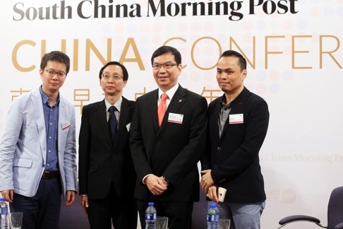 Mok Chui-tin (right) is pictured at the SCMP China Conference at the Kowloon Shangri-la hotel in Hong Kong on Monday. He said discounts offered in September fuelled LeMall’s rise up China’s e-commerce ranks. Photo: SCMP Pictures