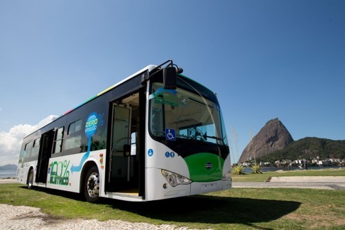 A BYD electric bus in Brazil. The Chinese automaker has rolled out similar buses in a number of foreign markets including Germany, but it claims to have only received orders for 14 from Hong Kong. Photo: SCMP Pictures