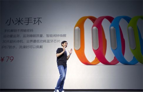 Lei launches the company's low-priced smart wristband in the Chinese capital last year. Photo: Simon Song