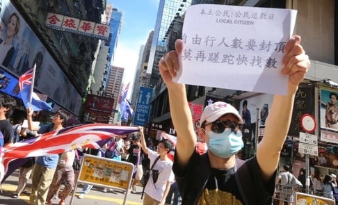 Members of a nativist group protesting against mainland tourists. Photo: David Wong