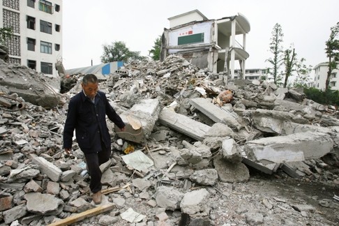 One of the many schools reduced to rubble in the 2008 earthquake. Photo: Robert Ng