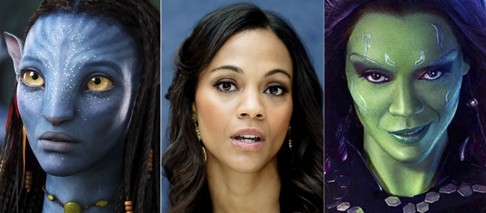 Zoe Saldana appeared behind a face other than her own in Avatar (above, left) and Guardians of the Galaxy (above, right). She’ll also not be seen in four of her nine upcoming films. Photos: SCMP Photo/Corbis