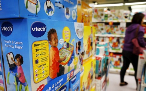 VTech’s products are seen on display at a toy store in Hong Kong on Monday. Photo: Reuters