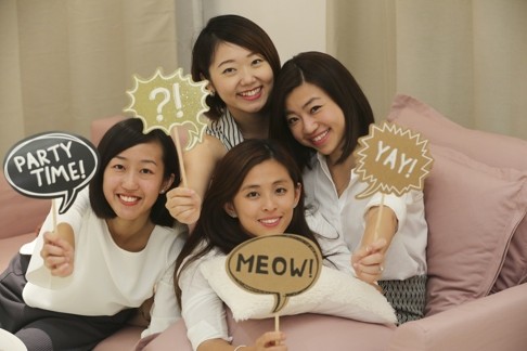 Clockwise from left: Charlotte Chan Hei-man, Charlene Chow Yuen-yuen, Cynthia Leung Hei-yee and Amy Cheung Kwan-ying of Little Miss Party Hong Kong at their studio in Kwai Chung.