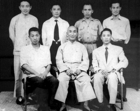 Wing Chun master Chu Shong-tin (front row, left) with Ip Man (front row, centre) in the 1950s: Photo courtesy of Nima King